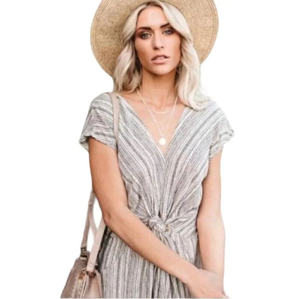 COPY - Vici Striped Twist Front Midi Dress Size Medium